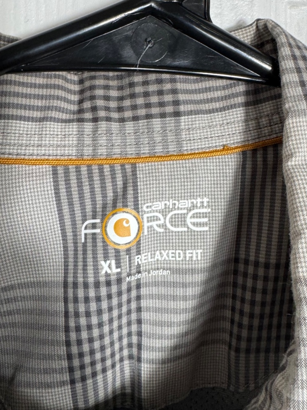 Carhartt Force Plaid Work Shirt Size XL Relaxed Fit Short Sleeve Gray - Picture 3 of 10